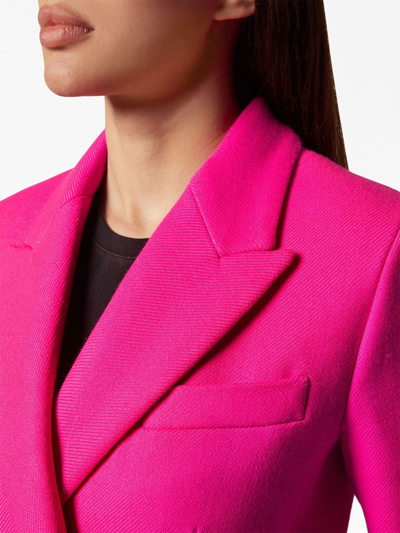 Shop Philipp Plein Crystal-embellished Wool Coat In Pink