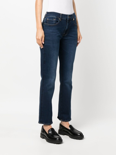Shop 7 For All Mankind Illusion Mid-rise Cropped Jeans In Blue