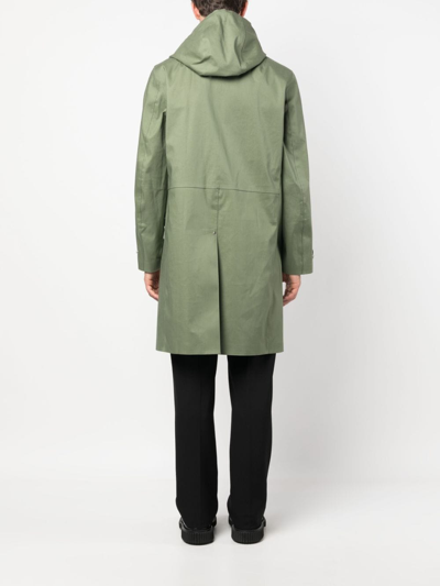 Shop Mackintosh Hooded Cotton Raincoat In Green