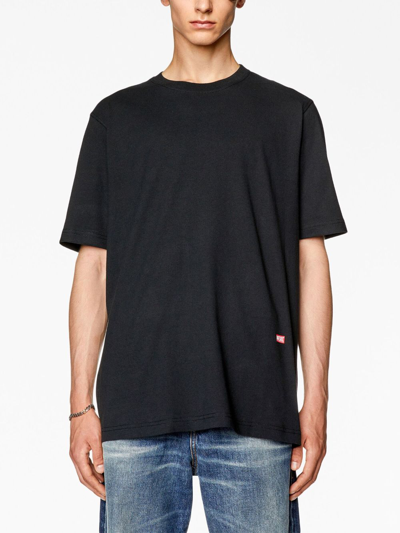 Shop Diesel T-just-l8 Spiral-print Cotton T-shirt In Black
