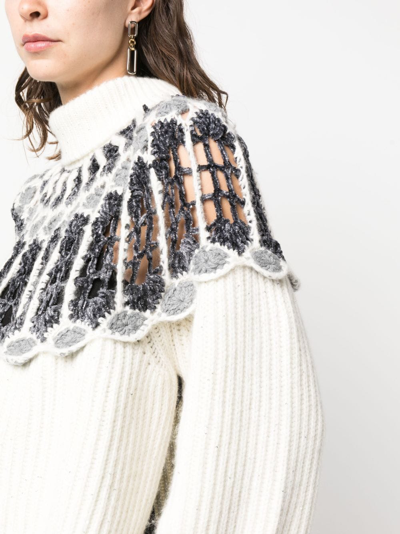 Fabiana Filippi Open Knit-detail Long-sleeve Jumper In Neutrals
