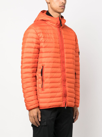 Shop Stone Island Compass-patch Padded Jacket In Orange