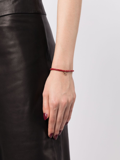 Sydney Evan 14kt Yellow Gold And Ruby Fluted Beaded Bracelet In Red