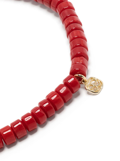 Shop Sydney Evan 14kt Yellow Gold And Ruby Fluted Beaded Bracelet In Red