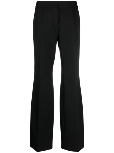 Shop Jil Sander Wool-cotton Wide-leg Trousers In Black