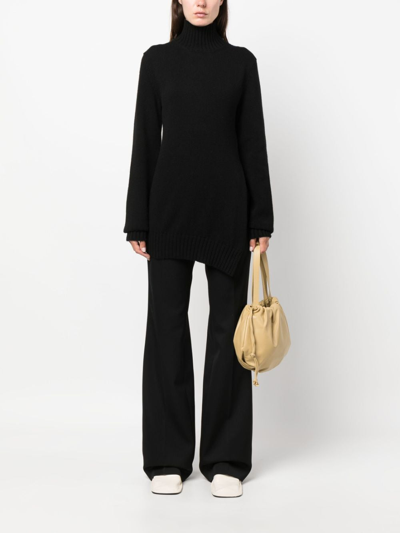 Shop Jil Sander Wool-cotton Wide-leg Trousers In Black