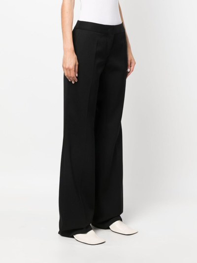 Shop Jil Sander Wool-cotton Wide-leg Trousers In Black