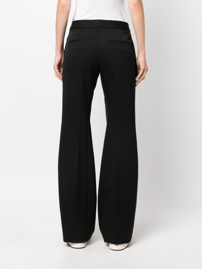 Shop Jil Sander Wool-cotton Wide-leg Trousers In Black