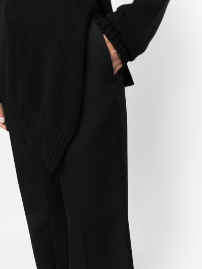 Jil Sander Wool-cotton Wide-leg Trousers In Black