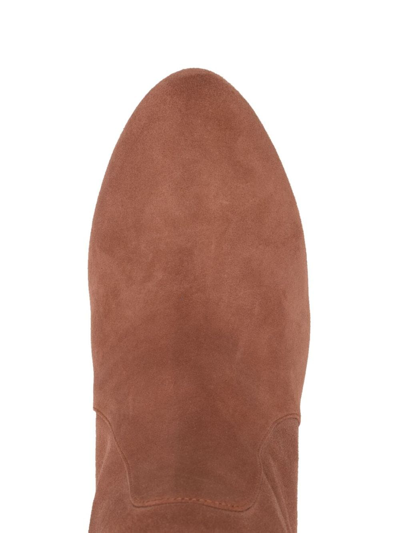 Shop Stuart Weitzman Flareblock 85mm Suede Boots In Brown
