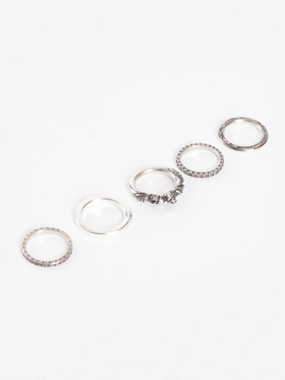 Werkstatt:münchen Werkstatt Munchen 5 Ring Combination Skull In Silver