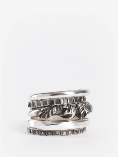 Werkstatt:münchen Werkstatt Munchen 5 Ring Combination Skull In Silver