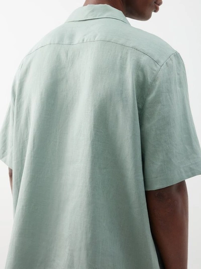 Albus Lumen Cuban-collar Linen Shirt In Light Green