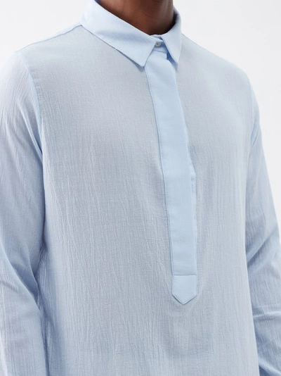 Shop Albus Lumen Fidera Puckered Cotton-muslin Shirt In Light Blue