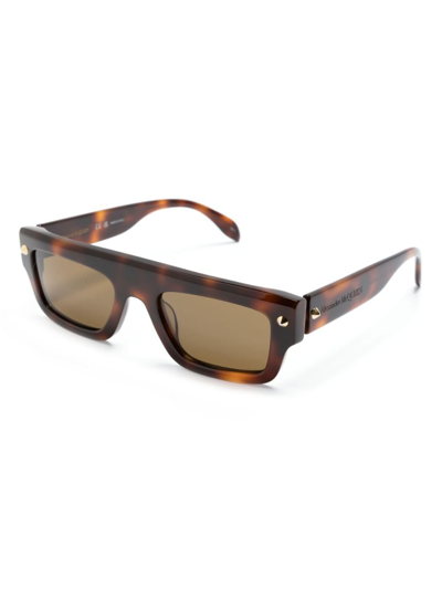 Alexander Mcqueen Women Dark Brown Square Sunglasses, Onesize Luxury Sunglasses For Women Darveys In Multicolor