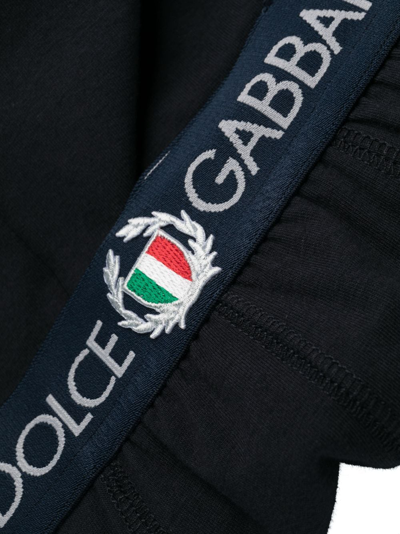 Shop Dolce & Gabbana Logo-print Cotton Boxers In Blue