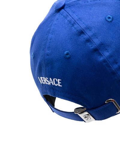 Shop Versace Embroidered-logo Baseball Cap In Blue