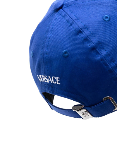 Versace Embroidered-logo Baseball Cap In Blue