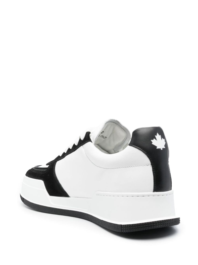 Dsquared2 Canadian Low Top Leather Sneakers In White