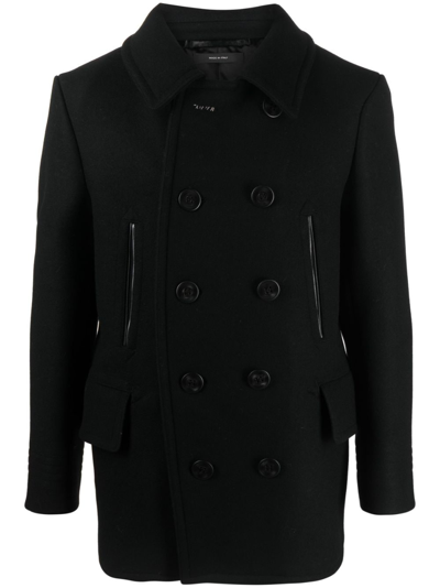 Shop Tom Ford Melton-wool Blend Peacoat In Black