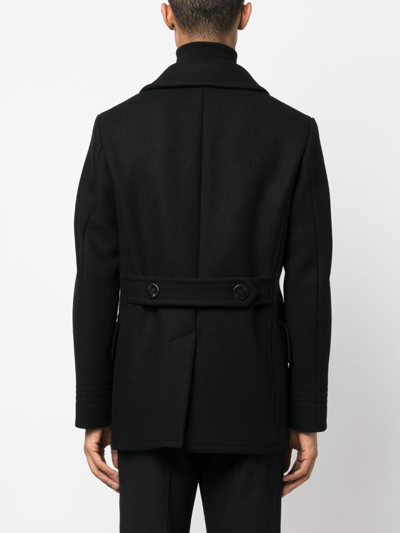 Shop Tom Ford Melton-wool Blend Peacoat In Black