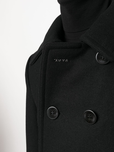 Shop Tom Ford Melton-wool Blend Peacoat In Black