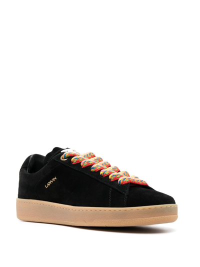 Shop Lanvin Suede Low-top Sneakers In Black