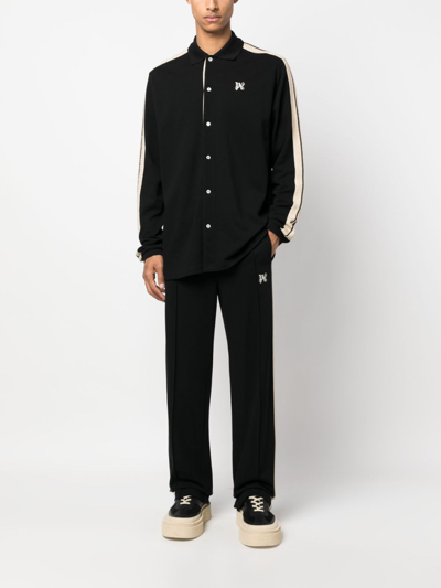 Shop Palm Angels Monogram-embroidered Track Pants In Black