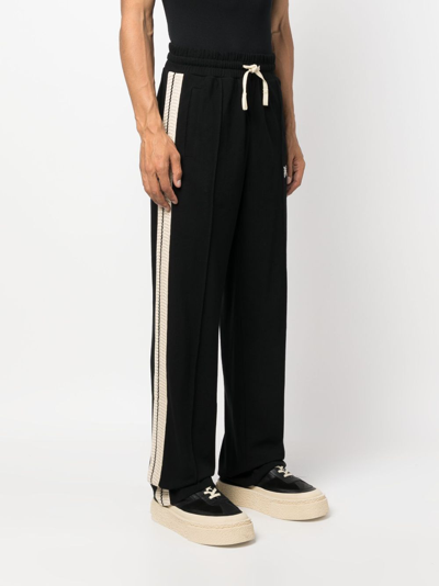 Palm Angels Men's Crochet Side-stripe Track Pants In Black