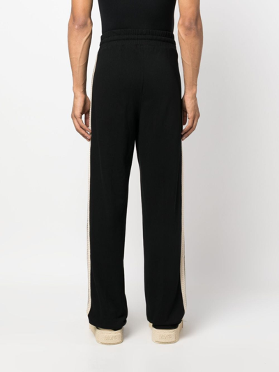 Palm Angels Men's Crochet Side-stripe Track Pants In Black
