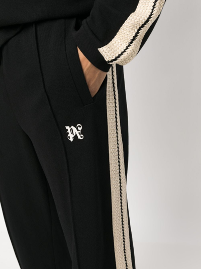 Palm Angels Men's Crochet Side-stripe Track Pants In Black