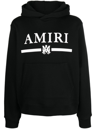 Shop Amiri Black M.a. Bar Logo Print Hoodie