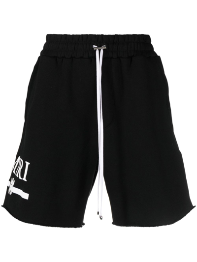 Shop Amiri Logo Print Cotton Shorts - Men's - Lyocell/cotton In Black