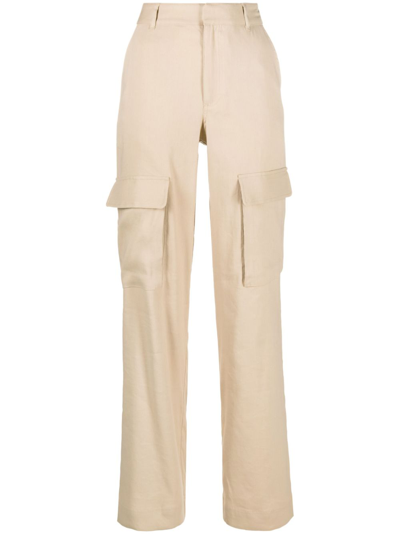 Shop Frame Neutral High Waist Cargo Trousers In Neutrals
