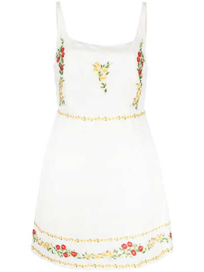 Shop Rixo London Neutral Ronan Floral Embroidery Dress In Neutrals