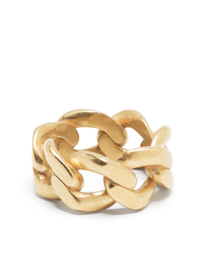Shop Maison Margiela Logo-engraved Chain-link Ring In Gold