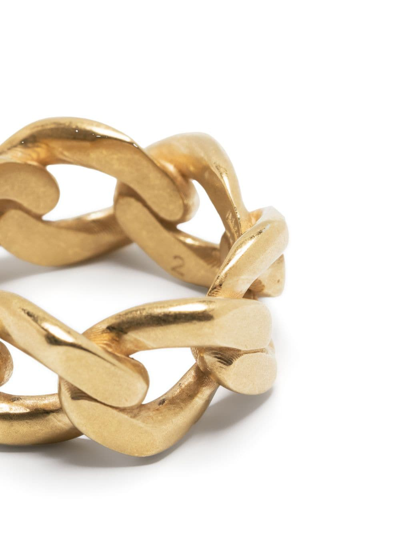 Shop Maison Margiela Logo-engraved Chain-link Ring In Gold