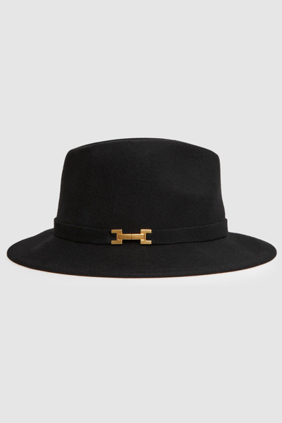 Shop Reiss Holly - Black Wool Fedora Hat, Uk M-l