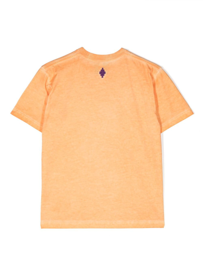 Shop Marcelo Burlon County Of Milan Slogan-print Cotton T-shirt In Orange