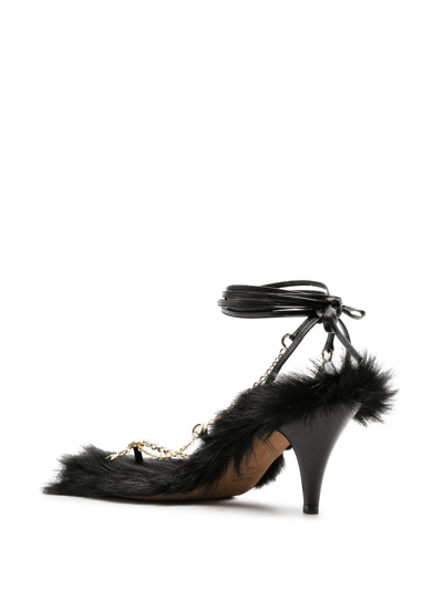 Shop Khaite The Marion Shearling-lined 75mm Sandals In Black