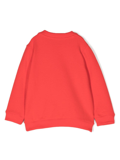 Shop Moschino Teddy Bear-print Cotton Sweatshirt In Red