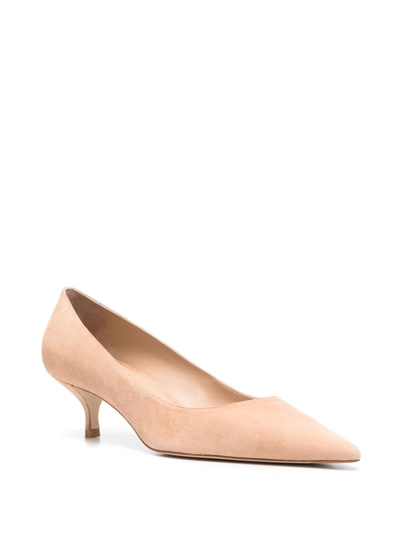 Shop Stuart Weitzman Stuart 50mm Kitten Pumps In Neutrals