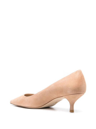 Stuart Weitzman Stuart Pointed Toe Kitten Heel Pumps In Neutrals