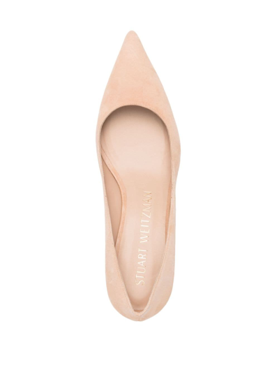 Stuart Weitzman Stuart Pointed Toe Kitten Heel Pumps In Neutrals