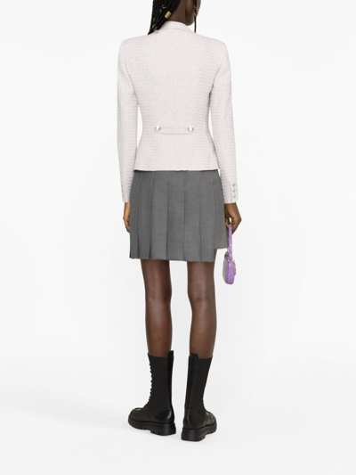 Alessandra Rich Sequined Single-breasted Tweed Blazer In Pink