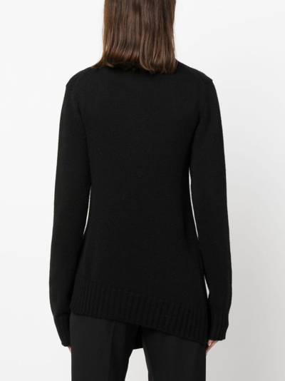 Shop Jil Sander Waffle-knit Asymmetric Jumper In Black