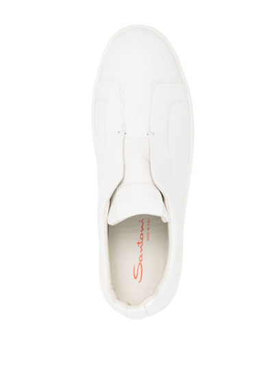 Shop Santoni Slip-on Leather Sneakers In White
