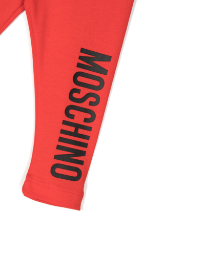 Shop Moschino Logo-print Leggings In Red