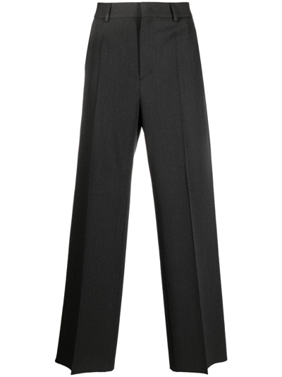 Shop Valentino High-waisted Wool Tailored Trousers In Grey