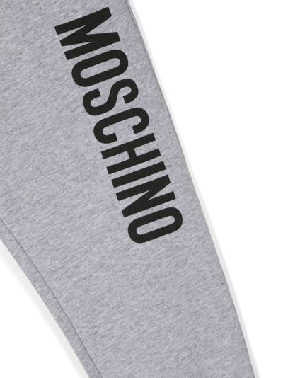 Shop Moschino Logo-print Cotton Track Pants In Grey